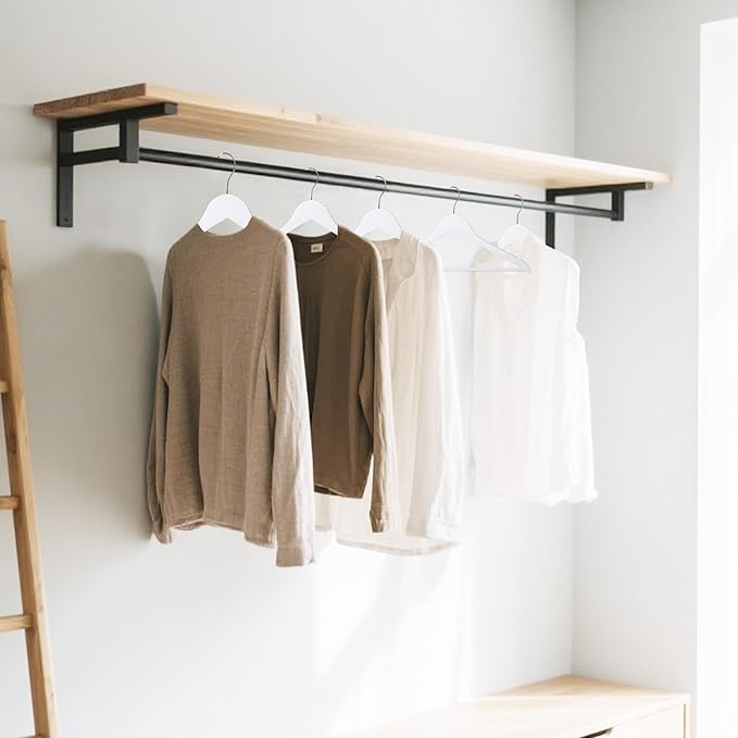 Quality Wooden Clothes Hangers, Solid Wood Suit & Coat Hangers with Pants Bars, Swivel Hook, Shoulder Notches, Heavy Duty Hangers for Shirts, Jackets, Dresses & Trousers(White/108-Pack)