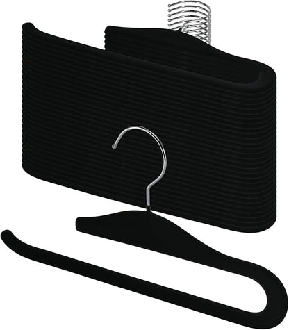Velvet Pants Hangers, 30 Pack Non-Slip Open Ended Hangers with 360° Swivel Hook Slim Space Saving Jeans Hangers for Pants, Scarves, Ties, Towels, Black