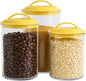 Food Storage Containers, BPA Free Airtight Canisters for Cereal, Pasta, Sugar, Coffee, Flour, Cookies, Loose Tea, for Kitchen Organization Set of 3 Lemon by Reston Lloyd
