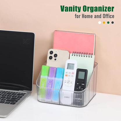 Clear Makeup Brush Holder & Organizer for Vanity, Bathroom Countertop - 5 Cup Toiletry Organizer, Storage & Display for Skincare, Perfume, Hairbrush, Sunglasses & Desk Accessories