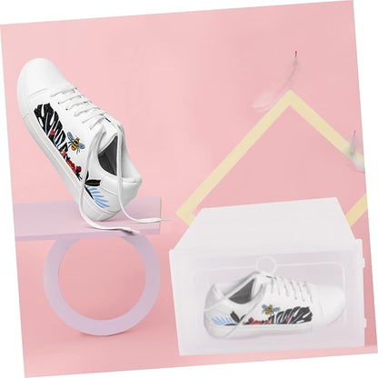 Outanaya 6pcs Stackable Shoe Storage Boxes Plastic Shoe Containers for Organized Closets Entryways and Bedrooms White