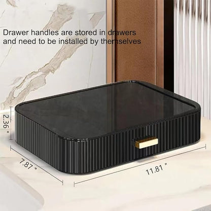 Stackable Makeup Organizer Drawers, Bathroom Vanity Organizers and Storage, Ideal for Desk and Dresser Countertops, Great for Cosmetics, skincare, Lipsticks, Nail Care -Black