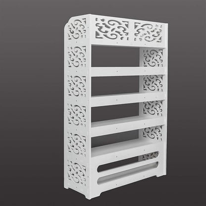 6 Tier Wood-Plastic Board Shoes Rack,Narrow Vertical Shoes Rack,Freestanding Shoe Organizer Shelf,Shoe Rack Storage Organizer,with Shelves,for Closet, Entryway, Front Door Entrance, Hallway (White)