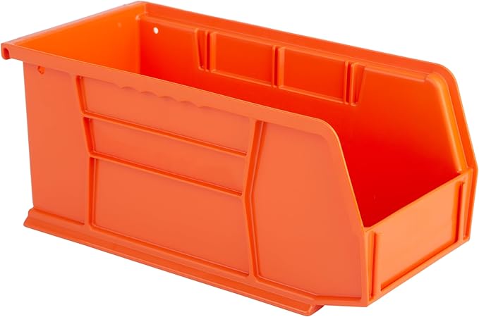 Hudson Exchange 11" x 5-1/2" x 5" (12 Pack) Plastic Stackable Storage Bin and Hanging Container, Orange