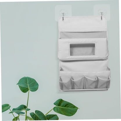CHILDWEET Door Storage Organizer Bag 2-Layer Foldable Hanging Storage Pouch 40x65cm Grey Fabric No Tools Required for Home and Dorm Use