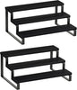 Giikin 3 Tier Spice Rack, Set of 2 Wooden Spice Rack for Countertop, Cabinet Organizer Shelf Kitchen Counter Storage Shelves Cupcake Stand Holder Display Stand, Black