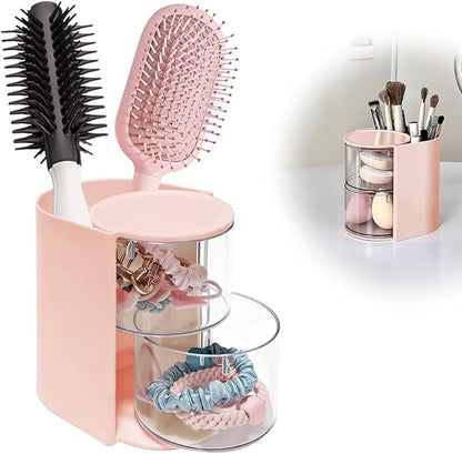 Hair Accessory Organizer & hair brush organizer 2-Layer Clear Hair Accessories Organizer Rotatable Small Jewelry Box for Clip Earring Necklaces The Latest Gift for A Girl Hair Accessories Organizer