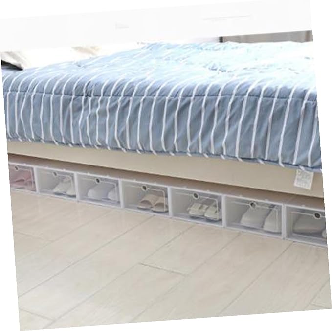 BESPORTBLE 12pcs Large White Stackable Plastic Shoes Storage Boxes Thickened Shoe Containers for Closet Organization and Storage