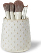 Ceramic Makeup Brush Holders, Farmhouse Bathroom Vanity and Countertop, Brushes Cup for Bathroom Cosmetics, Lipsticks, Vanity Desktop Storage (Vintage White)