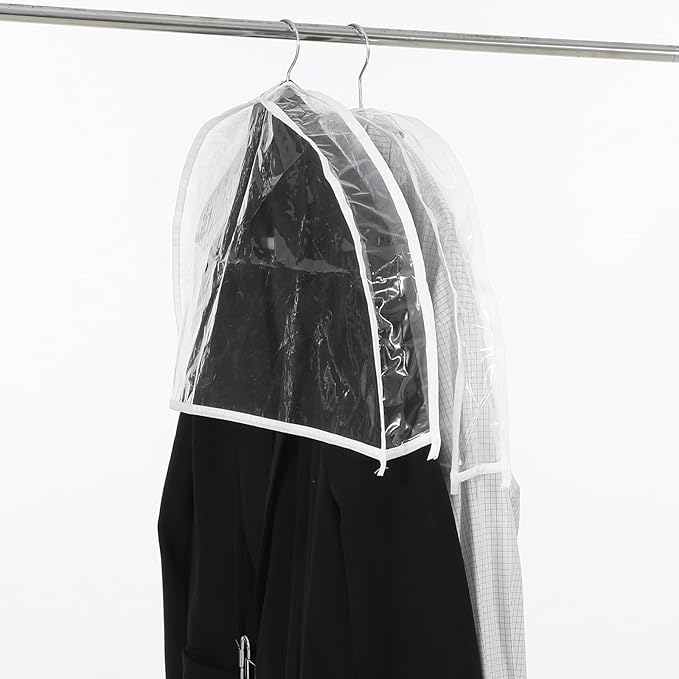 18 Pack Clear Shoulder Covers with 2" Gusset, 24" Wide x 12" High, Vinyl Dust Protectors for Hanging Clothes, Suits, Coats, Dresses, Closet Organizer