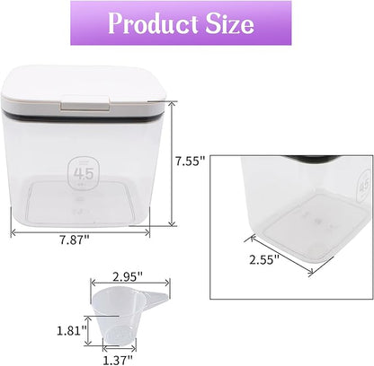 Airtight Rice Storage Bin Flour Storage Container 4.5L/4.75qt, Clear Food Container with Measuring Cup Airtight Lid for Kitchen Pantry Organization and Storage