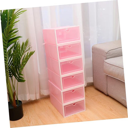 Hohopeti 6pcs Thicken Shoe Boxes Stackable Storage Boxes for Shoes Closet Organizers Kitchens Offices