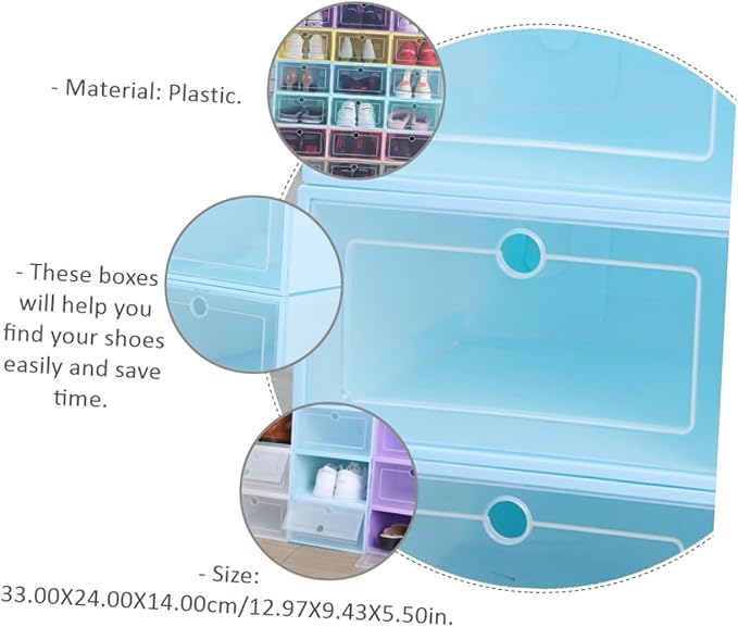 LABRIMP 6pcs Stackable Shoe Storage Boxes Cardboard Organizers Box for Shoes Case Home Office Storage