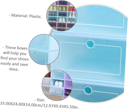 LABRIMP 6pcs Stackable Shoe Storage Boxes Cardboard Organizers Box for Shoes Case Home Office Storage