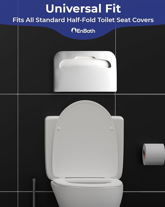 Commercial Toilet Seat Cover Dispenser Wall Mount, White Half-Fold Toilet Seat Cover Holder for Bathroom/Restroom