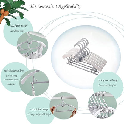 Baby Nursery Closet Hangers, Non-Slip Laundry Infant Pant Hangers for Newborn Clothes - JSF20pcs Adjustable Children Coat Hanger for Girl Boy Toddler Kids Child(Grey).