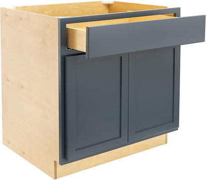 Quicklock RTA (Ready-to-Assemble) | Base Kitchen Cabinets - Shaker Style | Made in America (Needlepoint Navy, 36" Wx34.5 Hx24 D Base)