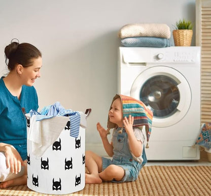 Large Sized Storage Baskets with Handle,Collapsible & Convenient Home Organizer Containers for Kids Toys,Baby Clothing (Black Bats)