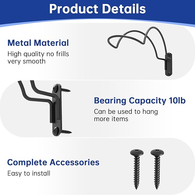 Helmet Wall Mount Display, Multifunctionnal Helmet Holder Shelf for Football Baseball Rugby Equestrian Motorcycle Firefighter Roma, Hat Mask Metal Hanger Rack with Screws, 4 Pack