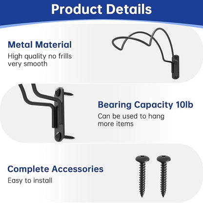 Helmet Wall Mount Display, Multifunctionnal Helmet Holder Shelf for Football Baseball Rugby Equestrian Motorcycle Firefighter Roma, Hat Mask Metal Hanger Rack with Screws, 4 Pack