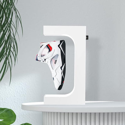 UVEHAS Levitating Shoe Display Magnetic Levitation Sneaker Stand with LED Light, Rotating Floating Holder Rack for Shoes Collectors Advertising Exhibition Shoe Store Show Home Decoration, White