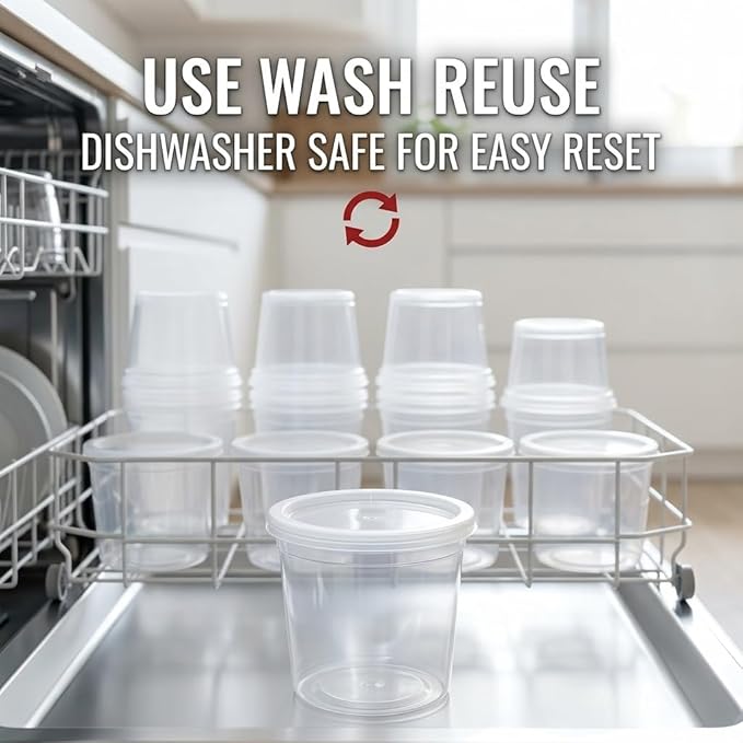 Mr Miracle 16 oz Clear Deli Containers with Lids. Pack of 12. Airtight Reusable Plastic Food and Multi-Purpose Containers. Microwave, Freezer and Dishwasher Safe