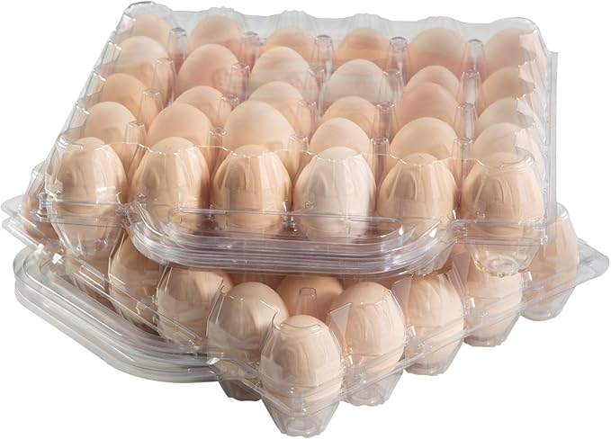 30 Piece Portable Transparent Egg Cartons,Plastic egg carton with handle,Specification 5×6 Plastic Large egg Carton For Family, Farm, Markets. (5x6 30 portable bulk egg cartons)