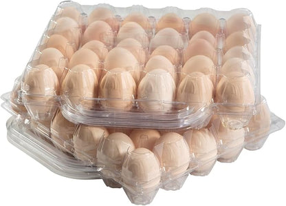 30 Piece Portable Transparent Egg Cartons,Plastic egg carton with handle,Specification 5×6 Plastic Large egg Carton For Family, Farm, Markets. (5x6 30 portable bulk egg cartons)