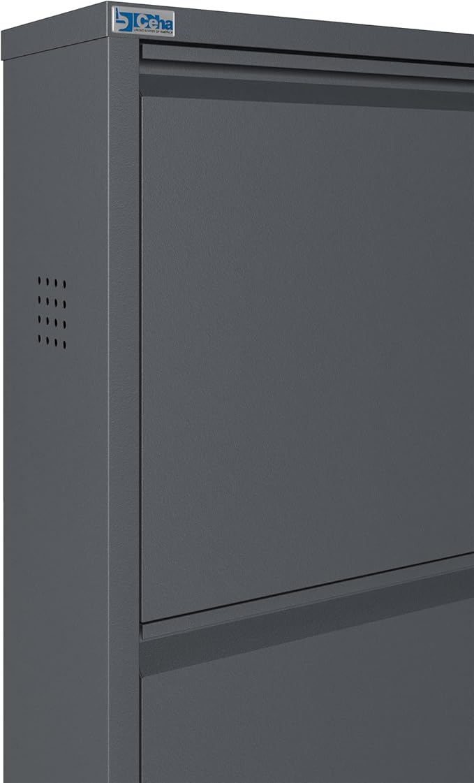 CEHA 5 Tier Metal Shoe Cabinet with Cover, Durable Shoe Storage Organizer for Entryway, Space Saving Shoe Shelf Closet with Side Ventilation Holes, 5.91" x 66.5" x 19.68", Anthracite