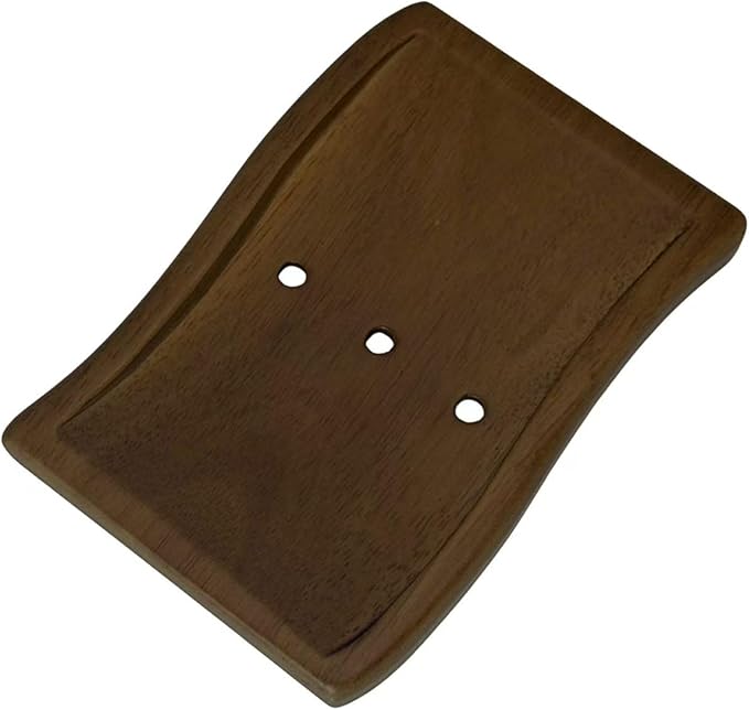Wood Self-Draining Bar Soap Holder, Natural Rubberwood Soap Dish with 3 Drainage Holes, Non-Slip Soap Saver Tray for Bathroom & Kitchen, Rustic Wooden Sponge/Soap Case, Brown, 1-Pack