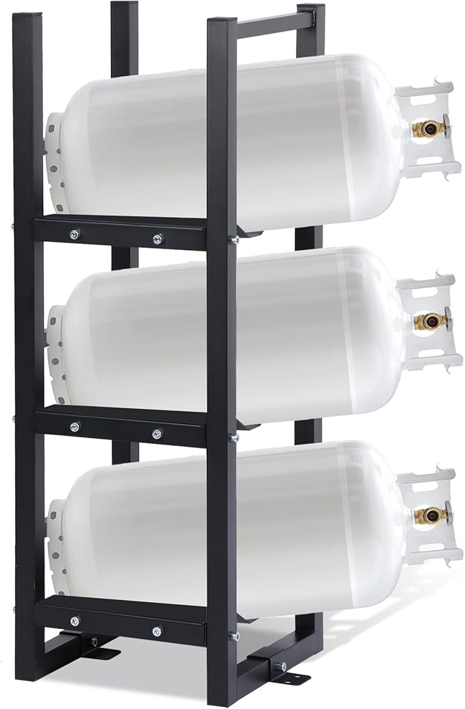 Refrigerant Tank Rack 3x30lb, Stable Refrigerant Cylinder Tank Rack, Cylinder Rack Sufficient Storage for Freon, Gases, Oxygen, Nitrogen, Acetylene