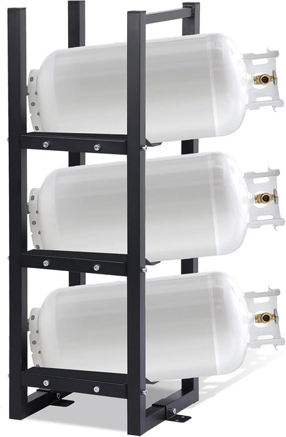 Refrigerant Tank Rack 3x30lb, Stable Refrigerant Cylinder Tank Rack, Cylinder Rack Sufficient Storage for Freon, Gases, Oxygen, Nitrogen, Acetylene