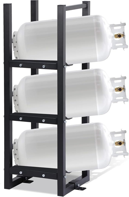 Refrigerant Tank Rack 3x30lb, Stable Refrigerant Cylinder Tank Rack, Cylinder Rack Sufficient Storage for Freon, Gases, Oxygen, Nitrogen, Acetylene