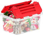 Superio Red Storage Box with Red Hinged Lids, Plastic Container Bins for Organizing with Attached Lid, Stackable Crates, BPA Free, Organizers for Home and Office, 35 Quart (20.25"x14"x10.5")