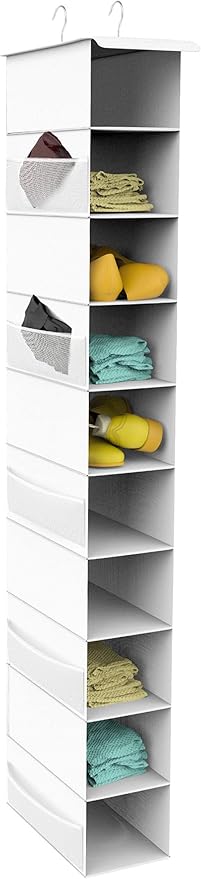Libeder Hanging Shoe Organizer, 10-Shelf Closet Organizer with 6 Mesh Side Pockets