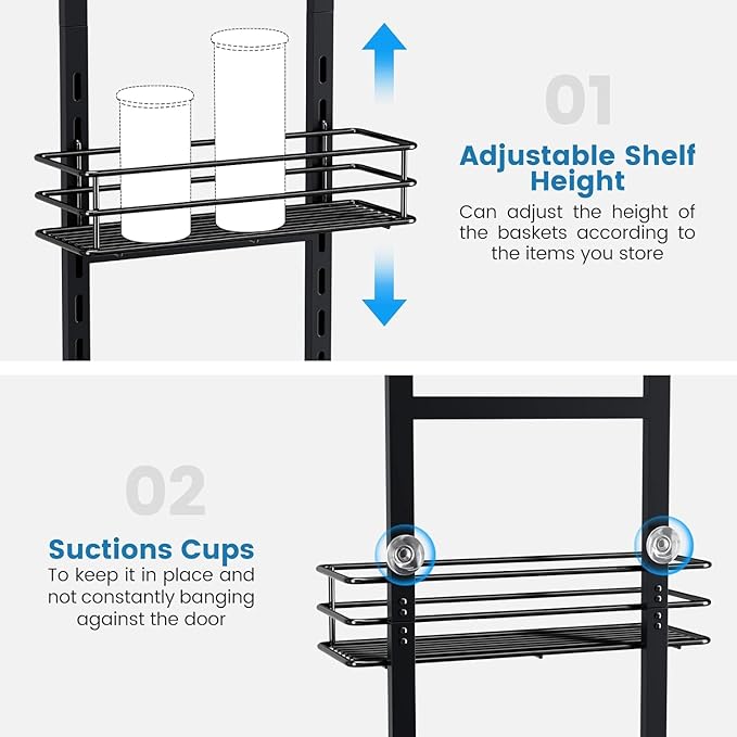 5-Tier Over the Door Pantry Organizer,Cabinet Door Organizer,Kitchen Pantry Door Organizers and Storage,Over the Door Spice Rack,Behind the Door Storage,Door Hanging Organizer,Black