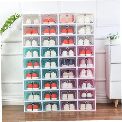 Large Capacity Plastic Shoe Storage Box with Flip Lid Drawer Design, Thickened Organizer for Women’s Shoes, 6pcs Set for Closet and Home Storage