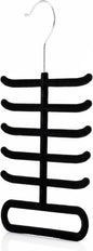 Hangerworld Single Black Flocked Tie Rack & Belt Organiser Non-Slip Coat Clothes Accessory Hanger, Metal