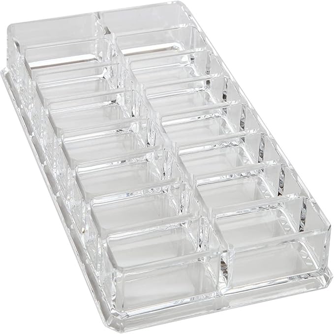 Eforcase Clear Acrylic Makeup Compact Organizer, 16 Grids Makeup Storage Organizers, Eyeshadow Pallet Storage for Lipstick Cosmetic Display Case Lipstick Organizer for Vanity