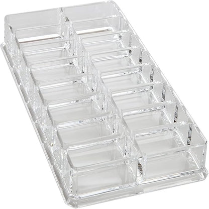 Eforcase Clear Acrylic Makeup Compact Organizer, 16 Grids Makeup Storage Organizers, Eyeshadow Pallet Storage for Lipstick Cosmetic Display Case Lipstick Organizer for Vanity