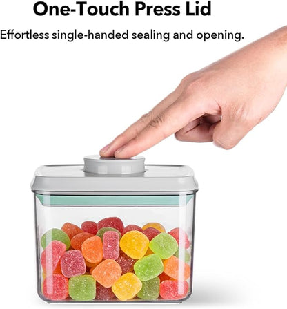 Airtight Food Storage with One-Touch Lid, (3 × 1.27 QT / 1.2 L) Stackable Durable PET for Sugar, Grains, Coffee Beans, and Baking Pantry Organization