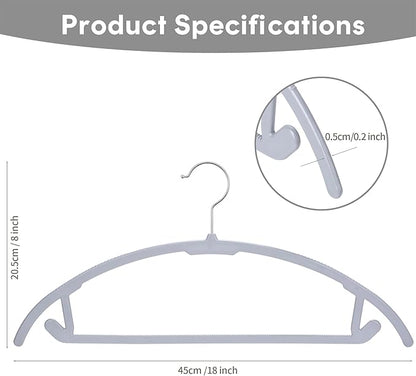 UNEED Hangers 32 Pack, Plastic Non-Slip Black Hangers, No Shoulder Bumps, Curved Design to Protect Clothes Shape (Grey)