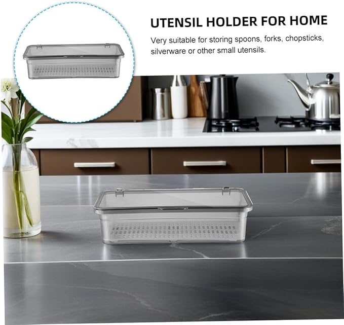 2pcs Multi-function Chopsticks Storage Box with Draining Plate Utensil Holder for Home -saving Cutlery Organizer for Spoons Forks Chopsticks
