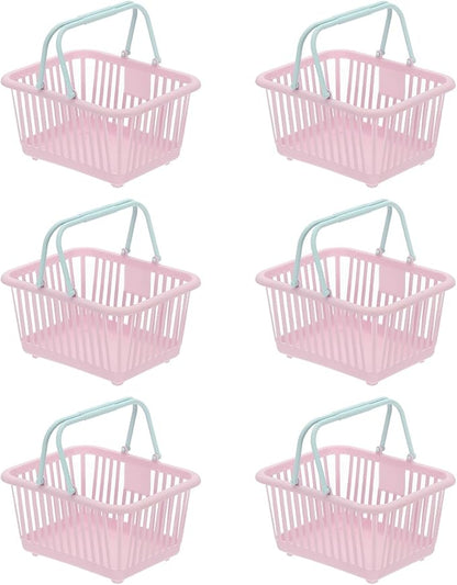 PATIKIL 6PCS Mini Shopping Basket, Small Plastic Basket Mini Storage Basket Grocery Tiny with Handles Organizer Filtered Water for Organizing Toys Eggs Fruits Snacks,Purple