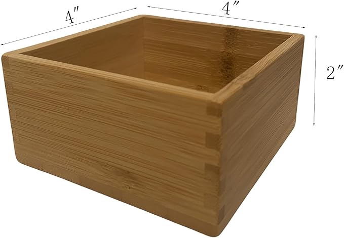 Bamboo Drawer Organizer - Kitchen Drawer Utensil Organizer Office Supplies Desk Organizer Makeup Silverware Tray Flatware Organization 4"*4"*2"