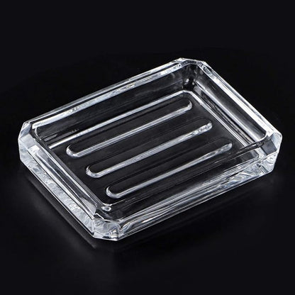 MDLUU 2-Pack Glass Bar Soap Dish, Decorative Soap Saver Tray for Shower, Bathtub, Bathroom Sink, Kitchen Sink (Square)