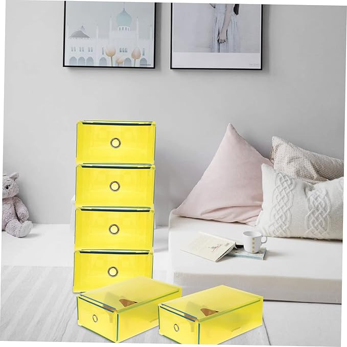 Drawer Shoe Box Set 5 Pack Sneaker Storage Dividers Storage Drawers Transparent Plastic Organizer