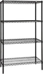 Quantum Storage Systems WR74-1260BK Wire Shelving Starter Kit, 60" W x 12" D x 74" H, 600 lbs Capacity, Carbon Steel, Epoxy Coated, Black, NSF