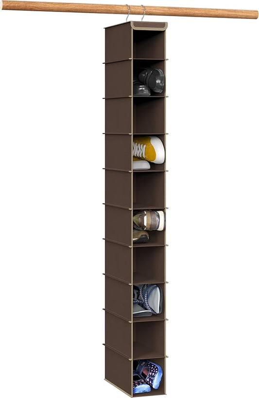 Simple Houseware 10 Shelves Hanging Shoes Organizer Holder for Closet, Brown