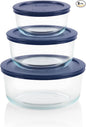 Pyrex Simply Store (3-Pack) Glass Food Storage Containers Set, (2, 4 & 7 Cup) Meal Prep Containers With Plastic BPA-Free Lids, Dishwasher & Microwave Safe
